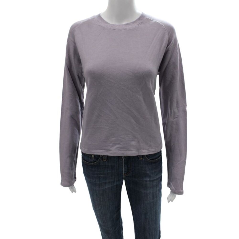 Monrow Womens Basic Jersey T-Shirt Purple Crew Neck Long Sleeve Size M